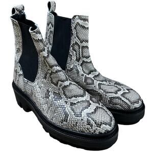 Allsaints NWOB Billie Snake Print Leather Chelsea Platform Boots Size 39 (US 9)